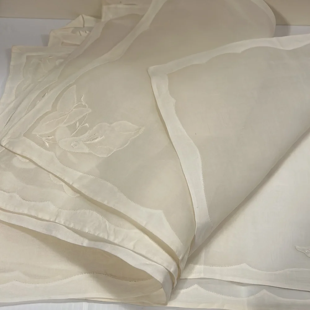 Set of 8 Vintage Silk and Cotton Table Mat embroidered